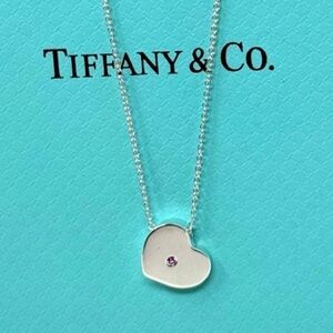 Authentic Tiffany & CO. Paloma Picasso 1P Pink Sapphire Heart  Necklac…